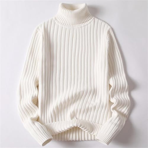 Autumn and Winter Mens Solid Color Striped Pullovers Long Sleeve Turtleneck Sweater Warm Jumpers4