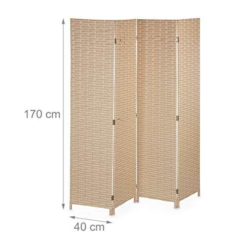 Paravent à 4 volets pliable en bois marron clair 170x160 cm