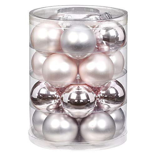 Magic Weihnachtskugeln Glas 6cm, 20 STK. Christbaumkugeln (Soft Simplicity (zartrosa grau))