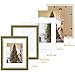 Golden State Art,11x14 Ornate Picture Frame for 8x10 Photo with Mat or 11x14 Prints Without Mat, Real Glass Wall Display Horizontally or Vertically (Color:Green Gold)