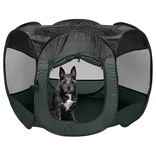 Image of Furhaven Portable Dog Playpen Cat Tent, Pet playground,Kennel foldable indoor outdoor zippered puppy crate - Hunter Green, Small