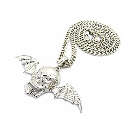 New Skull Wing Avenged Sevenfold Pendant &5mm/24 Cuban Chain Hip HOP Necklace - XSP473CCR3