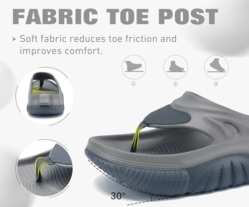Image of COFACE Men Orthopedic Footbed Flip Flops Fabric Toe Post Beach Sandals Size 7-15