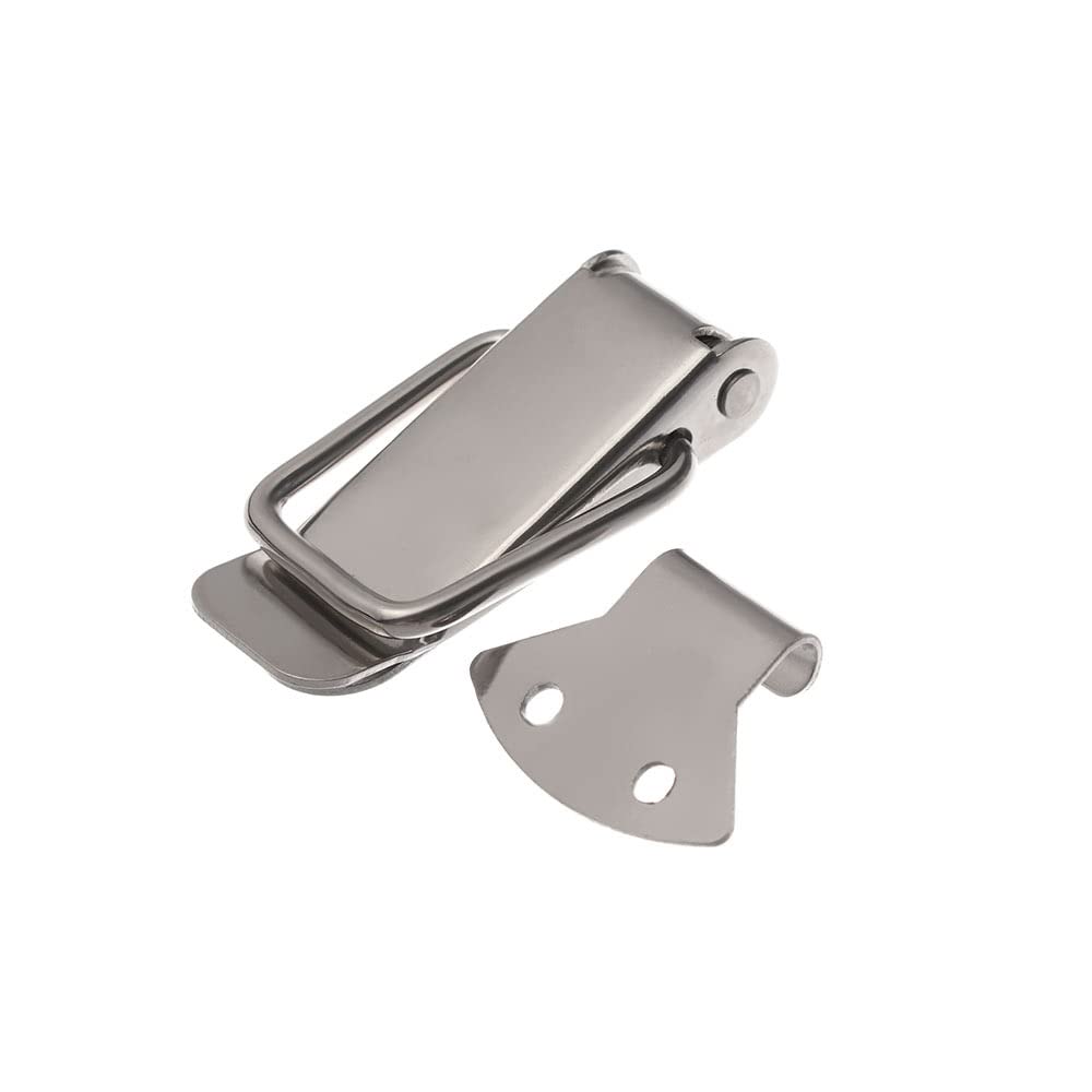 4 morsetti a levetta in acciaio inox da 45 mm, con chiusura a molla, per cassetta degli attrezzi, cassetto, armadietto, baule con serratura