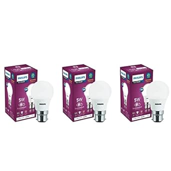 PHILIPS Base B22 5-Watt LED Bulb (Cool Day Light) - Pack of 3