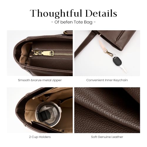 Image of befen Genuine Leather Work Tote Bag for Women Leather Purse Handbags