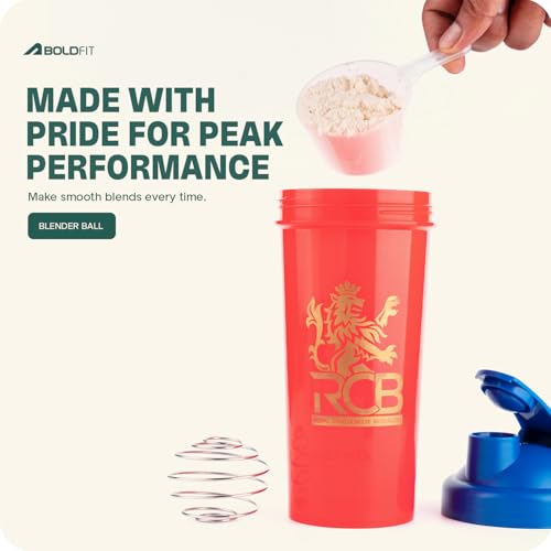 Image of Royal Challengers Bengaluru RCB Official Merchandise Gym Shaker for Protein Shake Leakproof Shaker Bottles for Protein, Preworkout & Bcaa Shake, Protein Shaker Bottle for Gym, Gym Bottle - Red