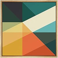 SIGNWIN Framed Canvas Wall Art Yellow, Orange, Black and Green Color Blocks and Triangles Geometric Shapes Illustrations Pop Art Modern Colorful for Living Room, Bedroom, Office - 16