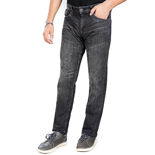 Home Sapor Mens Denim Jeans, 5-Pocket Styling, Stretch Comfort and Versatile Slim Fit, Featuring Zip Fly (UK, Waist & Inseam, 34, 31, Vintage Black)