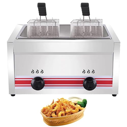 ZXINXIN Freidora a Gas Comercial, freidora de Cocina con cestas y Tapas, freidora a Gas para restaurantes domésticos, Patatas Fritas con alitas de Pollo Singlecylinder20l