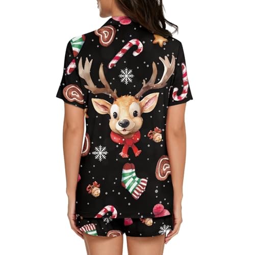 Image of Women's Short Sleeve Sleepwear Pajamas Nightwear with Pockets | skin-friendly breathable material resists pilling fading and deformation after repeated washing