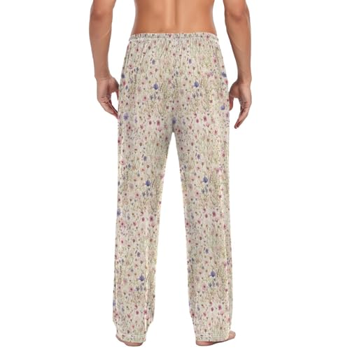 Men's Daisies Pajama Pants with Elastic Waistband | Soft Lounge Sleepwear | Breathable Sleep Pants for Home（643）2