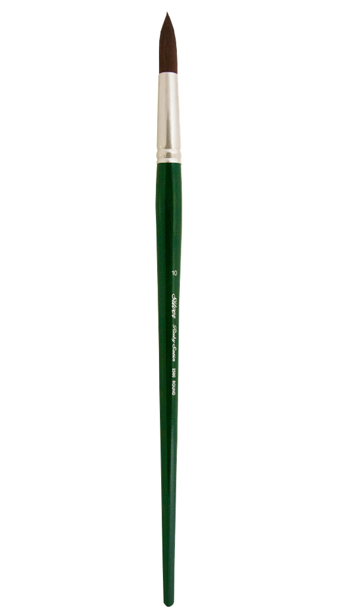 Silver Brush Limited 2500-10 Ruby Satin Round Paintbrush for Oil, Acrylic, and Heavy Body Paints, Size 10, Long Handle