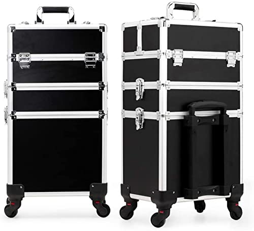 Adson Professional Jumbo Vanity for Multi Function Artist Rolling Trolley Makeup Beauty Train Case Cosmetic Organizer (Black 1)-image-46