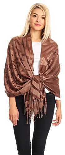 Écharpe en soie Sakkas Salome chocolat réversible pour éviter les irritations du cou - 5