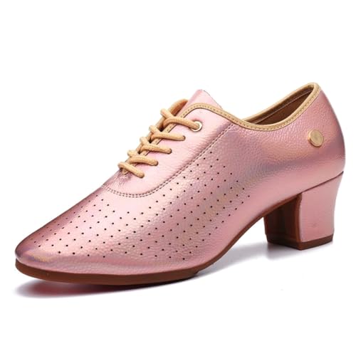 Chaussures de danse latine pour femmes à paillettes avec bout fermé et lacets
