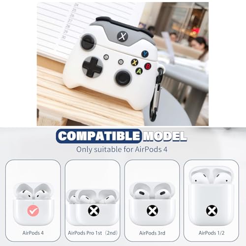 Image of Emoh Roced Case for AirPodS 4 (2024) with Keychain (ANC), Cute Cartoon Shockproof Protective Cover Compatible with Apple AirPods 4th Generation 2024 for Women and Boys (Gaming Pad)