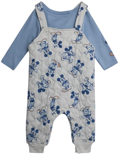 Image of Disney Baby Boys Overalls - 2 Piece Mickey Mouse Long Sleeve Shirt & Boy Romper for Newborn - Baby Boy Outfits