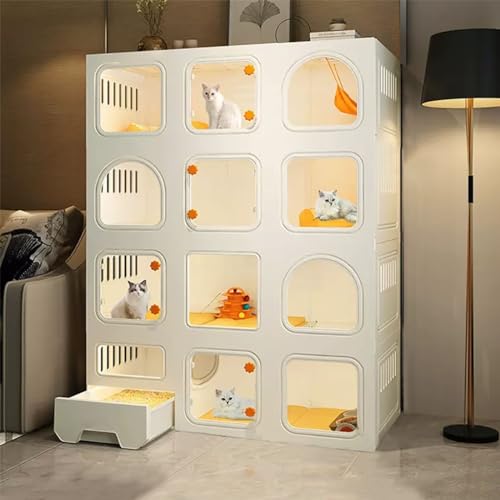 XWJOYW Katzenkäfig-Laufstall mit Katzentoilette