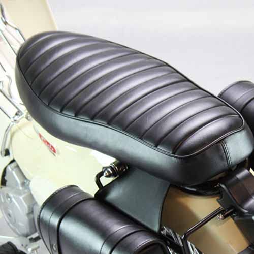 ダブルシート防水カブ用ローダウン スーパーカブ (JA44/AA09) クロスカブ (JA45/AA06) カスタムタンデム簡単交換 ブラック黒TWR製