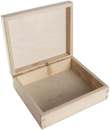 Oblong Long Rectangular Wooden Box with Lid | 47 x 7 x 5.5 cm | Unpainted & Untreated Plain Decorative Pine for Craft Decoupage | Trinket Candle Storage Box