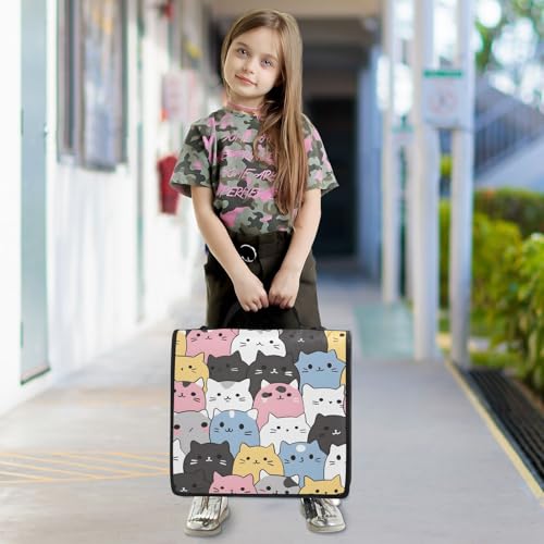 Image of 3 Ring Zipper Binder with Shoulder Strap Cats Cute Animal 1.5 inch Binders Keeper Large Capacity Multi Pockets for School Office Supplies