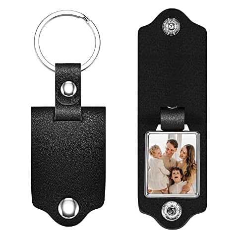 ZUYUSO Custom Keychain Personalized Engraved Photo Leather Keychains Customized Text/Calendar Keychains Keyring for Women Men DIY Gift, Black(engrave Image+text+date) Cover