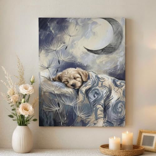 Lienzo de paisaje nocturno ideal para decorar un dormitorio elegante y moderno