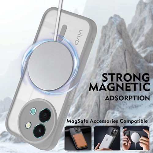 Image of V-TAN Back Cover for Vivo T3X 5G | TPU | Transparent Crystal Clear Magnetic Case Compatible with T3X | Camera Protective Shockproof Mobile Cover Design (Grey)