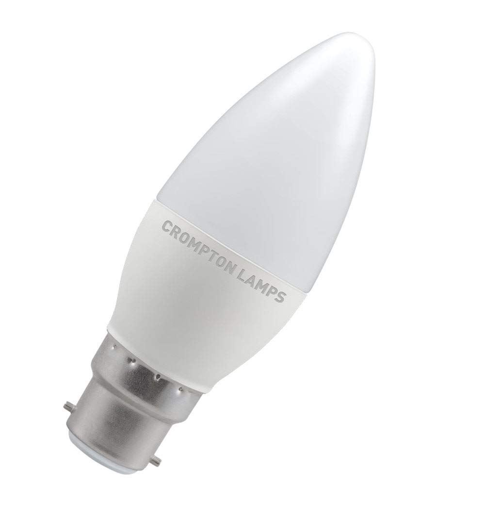 Crompton Lamps Light Led Candle 5.5W Bc-B22d Dimmable (40W Equivalent) 6500K Day Opal 470Lm Bc Bayonet B22 C35 Frosted Thermal Plastic Bulb