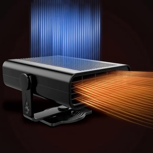 TOTMOX 12V 12W Autoheizung, 2-in-1-Elektroauto-Heizlüfter, Scheibenentfeuchter, 360 ° -Drehung, tragbarer Sommerlüfter