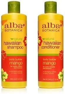 Alba Botanica Naturals Hawaiian Hair Wash Moisturizing Mango and Hawaiian Hair Conditioner Mango Moisturizing Bundle With Pineapple Extract, Quinoa Seed, Mango and Ginger Extract, 12 fl. oz. Each - coolthings.us