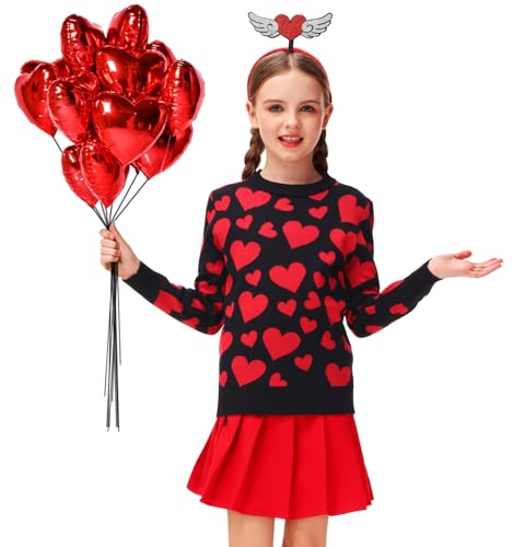Image of Remimi Kids Valentines Print Sweater Boys Girls Mardi Gras Long Sleeve Sweatshirt 5-14 Years