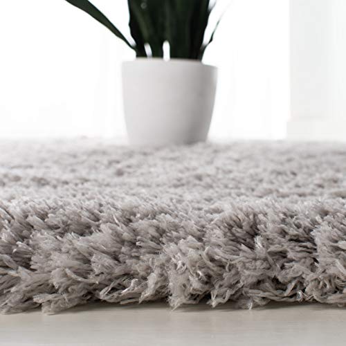 Safavieh Polar Shag Collection 8' X 10' Silver Psg800D Solid Glam 3-Inch Extra Thick Area Rug #TOP4