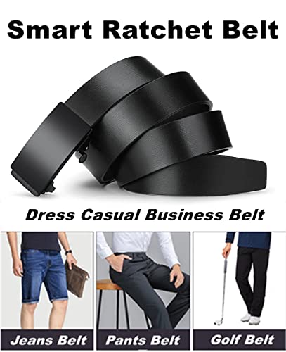 Oyifan Black Leather Belts for Men Dress Casual Ratchet Belt, Cut To Fit, Gift Box3