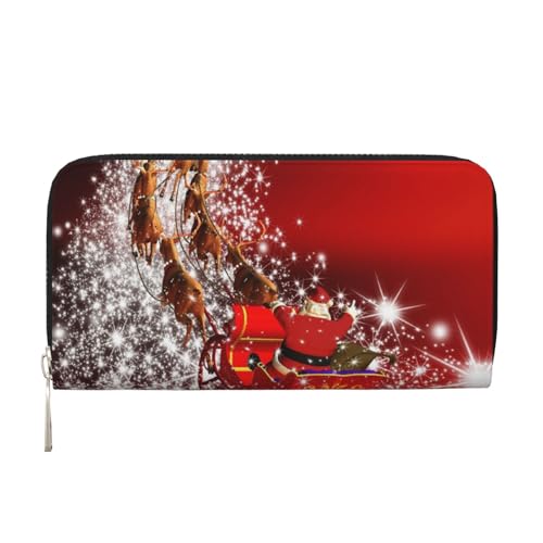 Portefeuille long en cuir magique de Noël noir pour ranger vos cartes