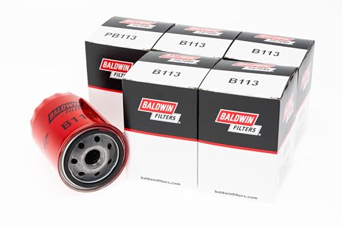 Baldwin B113 Lube Oil Filter 6-Pack – Spin-On Full-Flow Filter with Anti-Drainback Valve, 3/4-16 Thread, 4-1/16