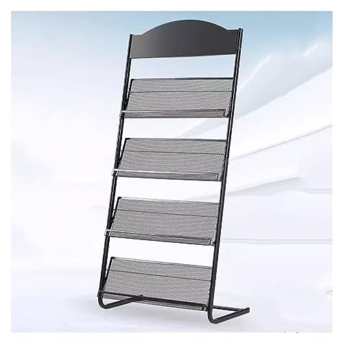 saditesdk Floor-Standing Magazine Rack, 4-Layer Iron Newspaper File Organizer Holder, Brochures or Documents in Exhibitions, Shopping Malls,25.2x56.7