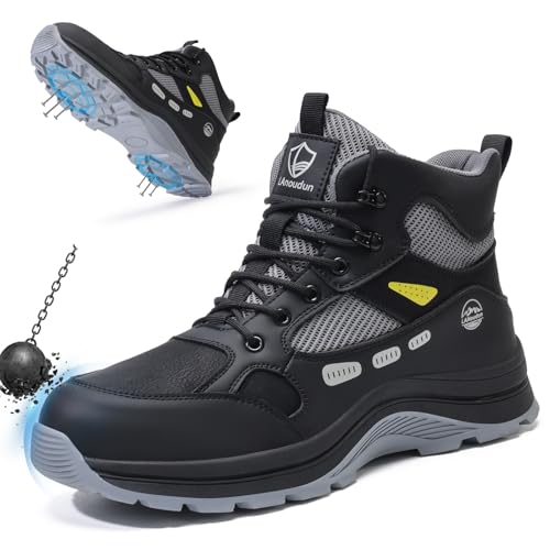 Image of Steel Toe Boots for Men Indestructible High Top Work Shoes for Men Comfortable Safety Shoes Puncture Proof Hiking Construction Shoes Botas de Trabajo para Hombre