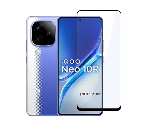 Image of Tempered Glass Screen Protector Compatible For iQOO Neo 10 5G / Neo 10R 5G (Black) Edge To Edge Full Screen Coverage With Easy Installation Kit,Pack Of 1
