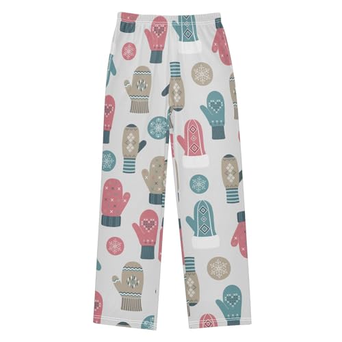 Boys' Pants Christmas Winter Knitted Mittens Long Bottom Jogger Pants Elastic Waist Trousers with Pockets S-XL