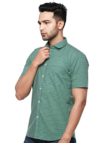 Image of Twist99 Men's Cotton Linen Half Sleeve Plus Size Shirt(Green)