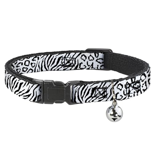 Collar de gato breakaway ajustable Buckle-Down nailon negro y blanco 2