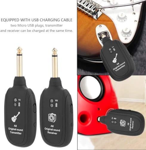 Sistema Inalámbrico para Guitarra con Transmisor y Receptor Integrados, 4 Canales, para Guitarra Eléctrica, Bajo y Violín miniatura 3