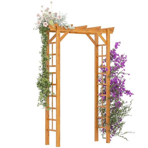 Outsunny 85" Wooden Garden Arbor for Wedding and Ceremony, Outdoo...