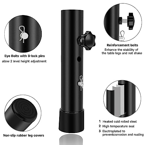 (4-Pack) Folding Table Leg Extenders, Highly Durable Steel Folding Table Leg ...