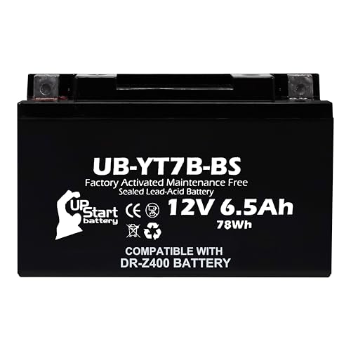 12V 6Ah YT7B-BS Replacement for Suzuki DRZ400 Battery - Compatible with Suzuki DRZ400S DRZ400SM DRZ400E Motorcycle Battery - YT7B 12 Volt Batteries AGM SLA