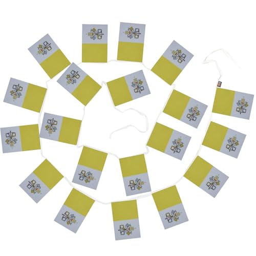 Image of AZ FLAG Vatican City 6 meters BUNTING Flag 20 flags 9'' x 6'' - Vatican STRING flags 15 x 21 cm