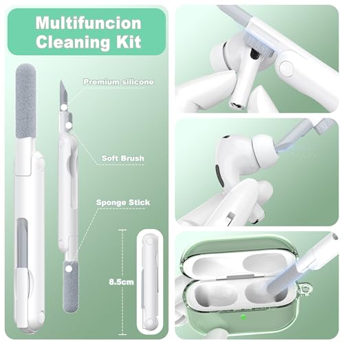Image of for AirPods Pro 3 Clear Case 2025, Military-Grade Shockproof, Soft TPU Highly Transparent Anti-Yellowing for AirPods Pro 3 Case with Cleaning Kit & Cute Round Buckle, Clear Green