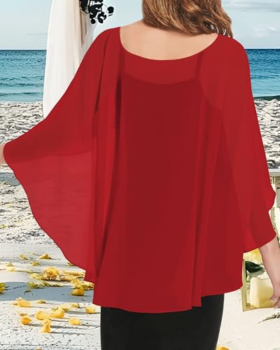 Image of Women Shawl and Wraps for Evening Dress Chiffon Cape Sheer Poncho Cover Up